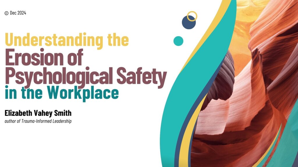 Front page of a presentation on  Understanding the Erosion of Psychological Safety in the Workplace.